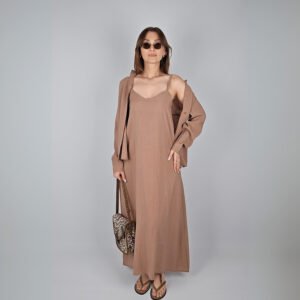 Gömlekli Elbise- Kahverengi