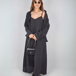 Gömlekli Elbise - Siyah
