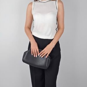 Siyah Şerit Detaylı Bluz - Beyaz