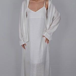 Gömlekli Elbise - Beyaz