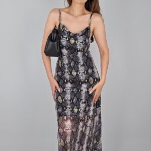 Desenli- Astarlı Şifon Elbise