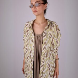 Desenli Gömlek - Yağ Yeşili