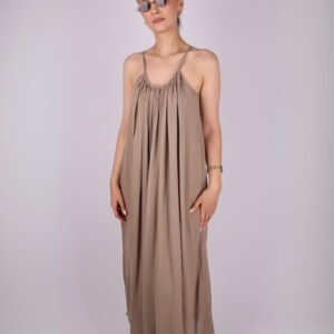 Askılı Elbise - Kahverengi