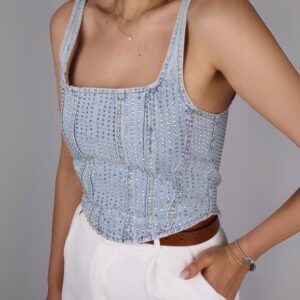 Taşlı Kot Büstiyer